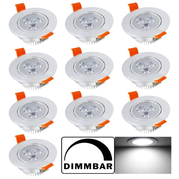 HENGDA® 10X 3W Led Einbaustrahler kaltweiß Leuchte Dimmbar [Energieklasse A++]