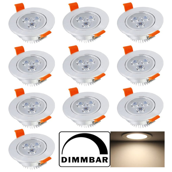 HENGDA 10 pcs 3W Warmweiß Dimmbar LED Einbauleuchten Deckenstrahler Set