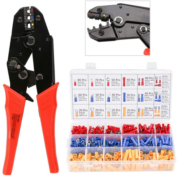 Hengda Crimpzange Kabelschuhe Set, Kabelschuhzange Mit 700 Stk. Elektrische Steckverbinder