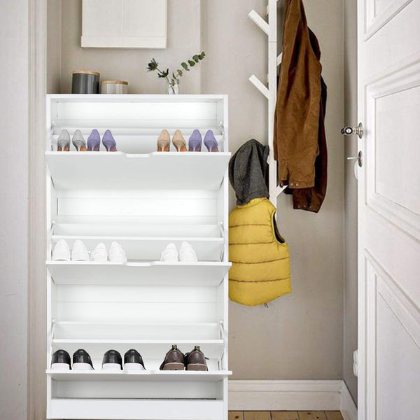 Wolketon Schuhschrank 3-türiger Stauraum Schuhregal Weiß Schuhkommode mit Stauraum Schuhkipper