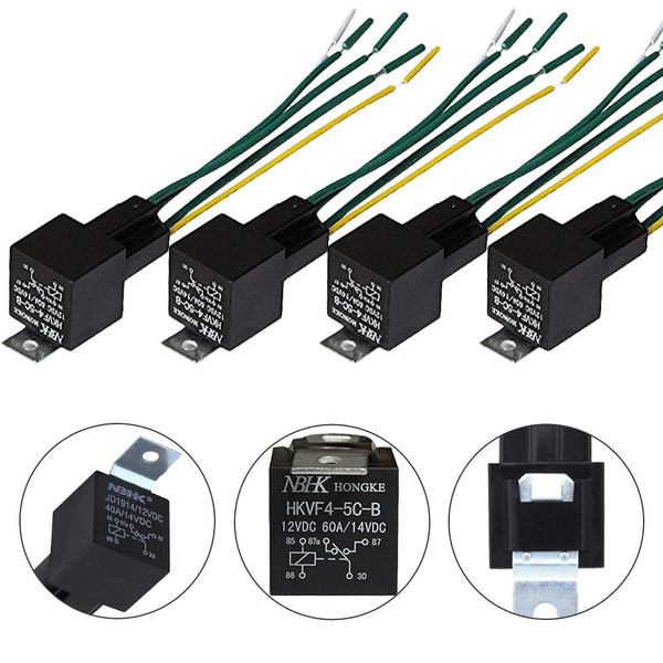Hengda 5X 40A 12V KFZ Relais Öffner Schließer Auto Wechselrelais Schließer mit Kabelbaum