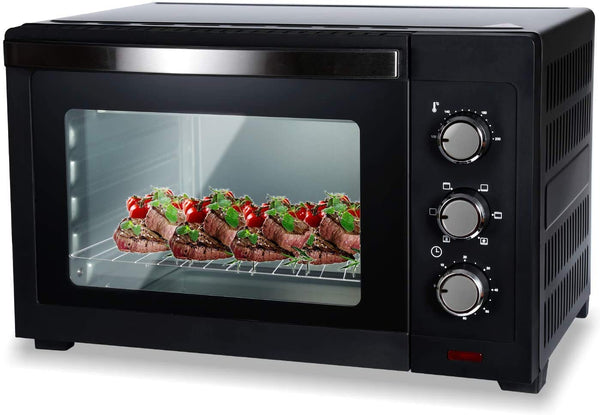 Hengda 30 Liter Minibackofen Mini Backofen mit Umluft 1600 Watt Pizza-ofen Innenbeleuchtung Grillrost und Backblech Timer