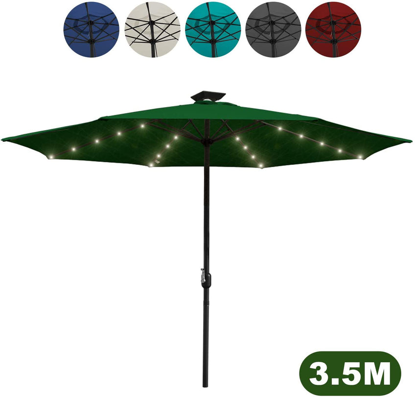 Wolketon Ø350cm Sonnenschirm Grün mit LEDs