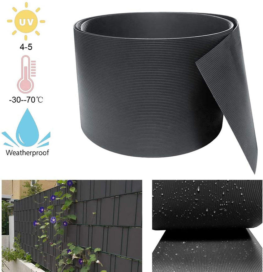 Hengda Sichtschutzstreifen,10pcs Anthrazit Hartes PVC Höhe 19 cm x Breite 252 cm UV-Resistent