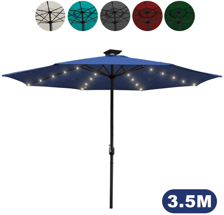 Wolketon Ø350cm Sonnenschirm Blau mit LEDs