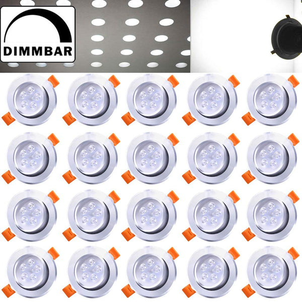 Hengda® 20X LED Einbauleuchten, 5W ersetzt 40W, Kaltweiß, Dimmbaren, Deckeneinbauleuchte [Energieklasse A++]