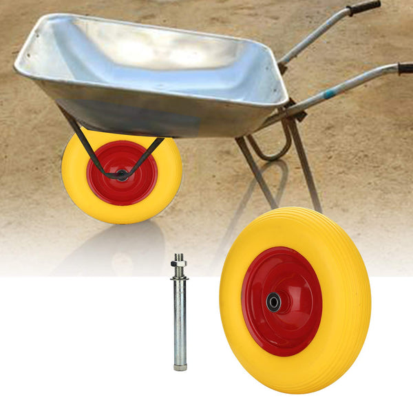 4.80/4.00-8 PU Schubkarrenrad Vollgummi pannensicher Ersatzrad inkl. Achse |Achse Ø 390 mm