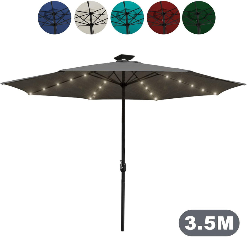 Wolketon Ø350cm Sonnenschirm Grau mit LEDs