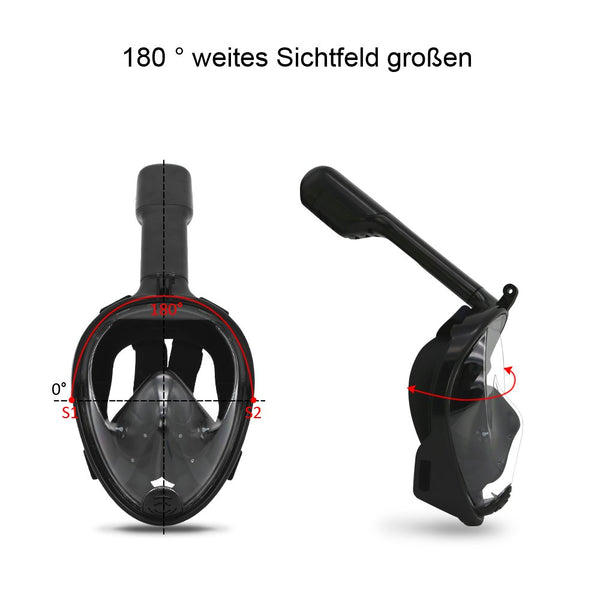 Schnorchelmaske Schwarz Tauchmaske Größe L/XL