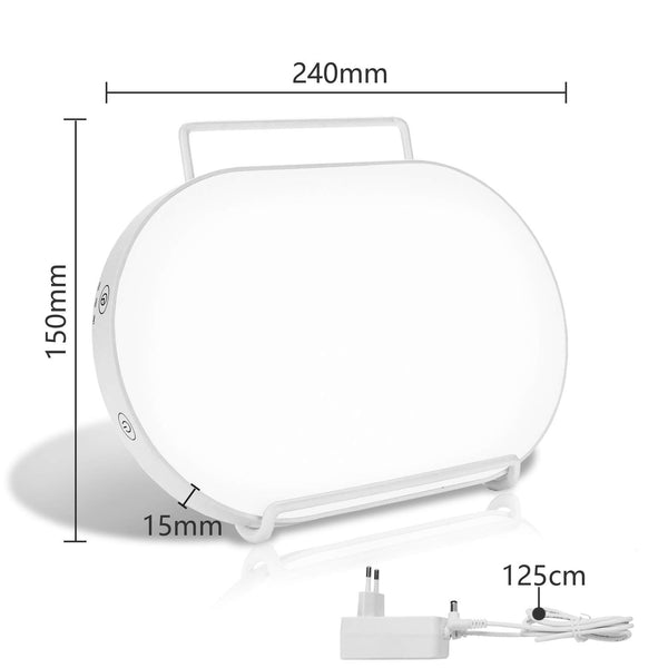 Hengda Tageslichtlampe Oval Lichttherapielampe 11000 Lux UV-FREE Vollspektrumlampe mit Stufenlosem Dimmer