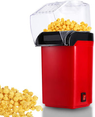 Hengda Popcornmaschine 1200W Popcornmaschine für Zuhause,Retro Popcorn Maker Heissluft Fettfrei Ölfrei abnehmbare obere Abdeckung l Retro Rot