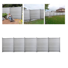 Hengda WPC Sichtschutz Zaun Grau (5 Zaun inkl. 6 Pfosten)
