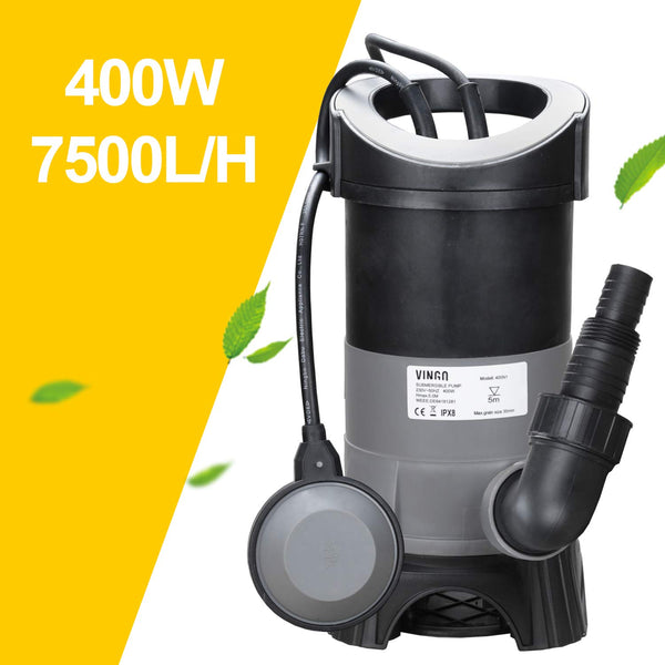 Vingo 400W Tauchpumpe Schmutzwasser Automatik und Dauerbetrieb Gartenpumpe