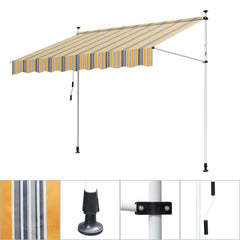 Wolketon Gelenkarmmarkise 1.2 * 1.5m UV-beständig Einziehbar  (Gelb Blau)