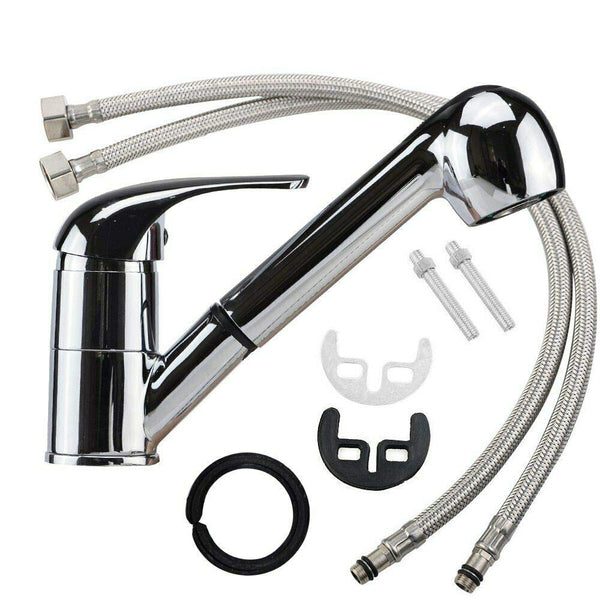 Wolketon 360°drehbar Wasserhahn, 145mm ausziehbar Zugstange Einhebelmischer