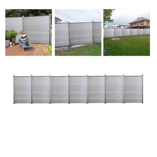 Hengda WPC Sichtschutz Zaun Grau (7 Zaun inkl. 8 Pfosten)