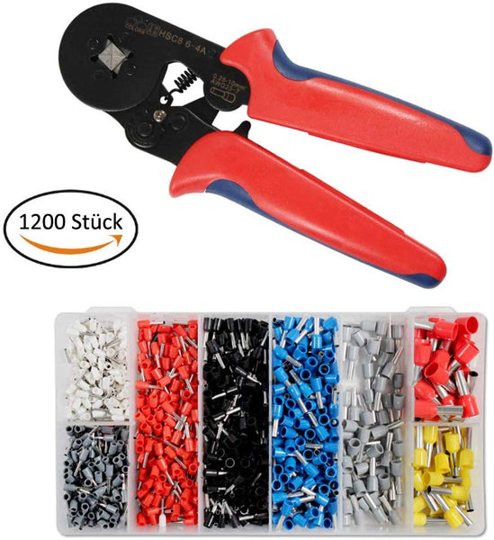 Hengda Crimpzangen Aderendhülsen Set Mit 1200 Stück Aderendhülsen Tool Kit 0,25-10,00 qmm