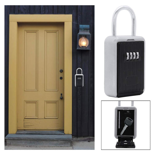 Hengda® Schlüsseltresor 4 Digit Zahlencode Keysafe schwarz-silber Wandmontage wasserdicht  mit Bügel