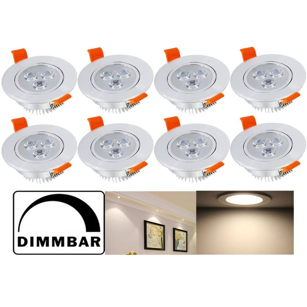 Hengda 8er Set 3W Warmweiß Dimmbar LED Einbaustrahler