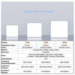 VINGO 60W Dimmbar Quadrat LED Deckenleuchte