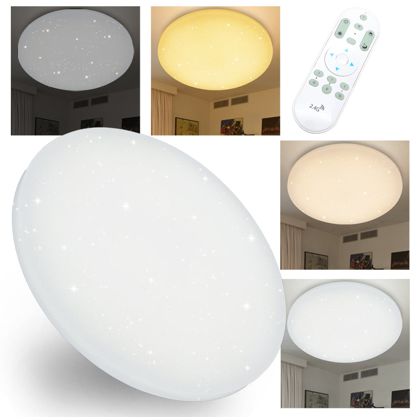 Online Shop Vingo 50W Runde LED-Deckenleuchte mit Starlight-Effekt(Weiß/Warmweiß/Farbwechsel/Dimmbar)