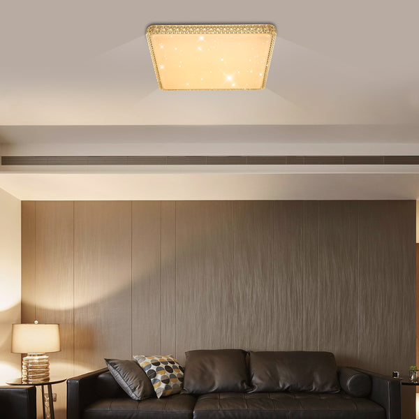 Online Shop Vingo 60W LED Deckenlampe Eckig Starlight-Effekt Kristall Rahmen (Kaltweiß/Warmweiß/Farbwechsel/Dimmbar)