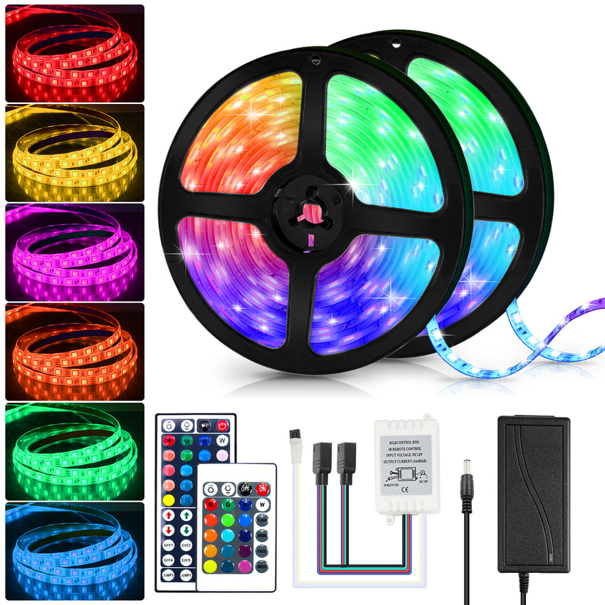 LED Strip 5m 10m RGB LED Streifen Fernbedienung Farben Dimmbar LED