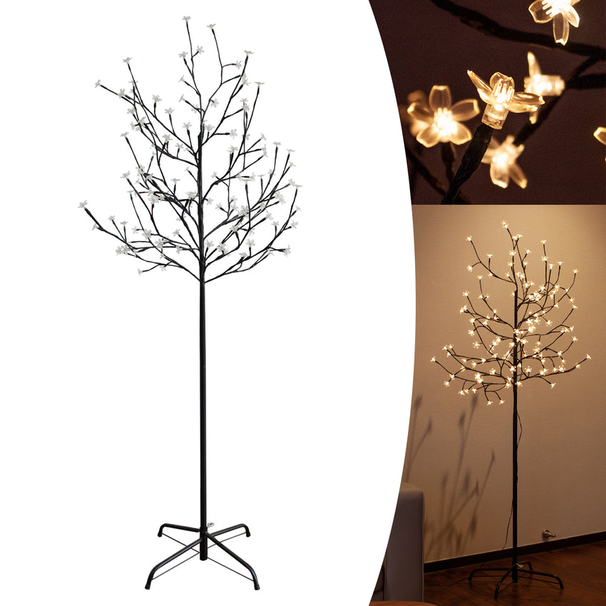 Hengda LED Kirschblütenbaum 180cm Sakura Baum bunt Blütenbaum Lichterbaum Weihnachtsdeko IP44 Kirschblüten Licht Mit 5m Zuleitung Kunstbaum Lichterdeko