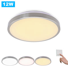 12W Vernickelt Runde LED Deckenleuchte (Weiß/Warmweiß/Farbwechsel)