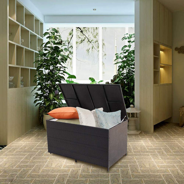 Wolketon XXL 160CM 1025L Schwarz Garten Kissenbox Aufbewahrungsbox