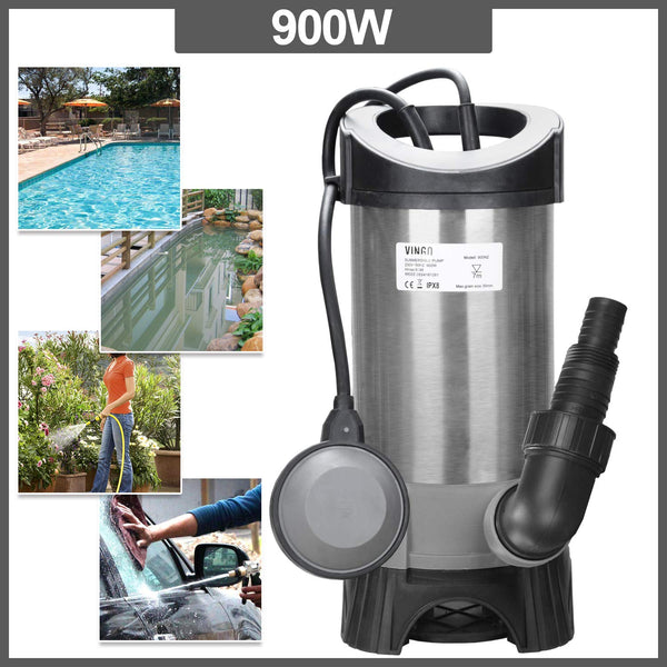Vingo 900W Tauchpumpe Schmutzwasser Automatik und Dauerbetrieb Gartenpumpe