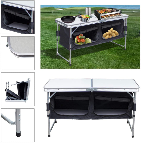 Hengda Campingküche mit Aluminiumgestell, Spritzschutz und Tragetasche