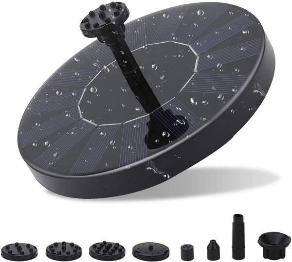 Solar Springbrunnen, Solar Teichpumpe Garten Wasserpumpe mit 1.5W Monokristalline Solar Panel