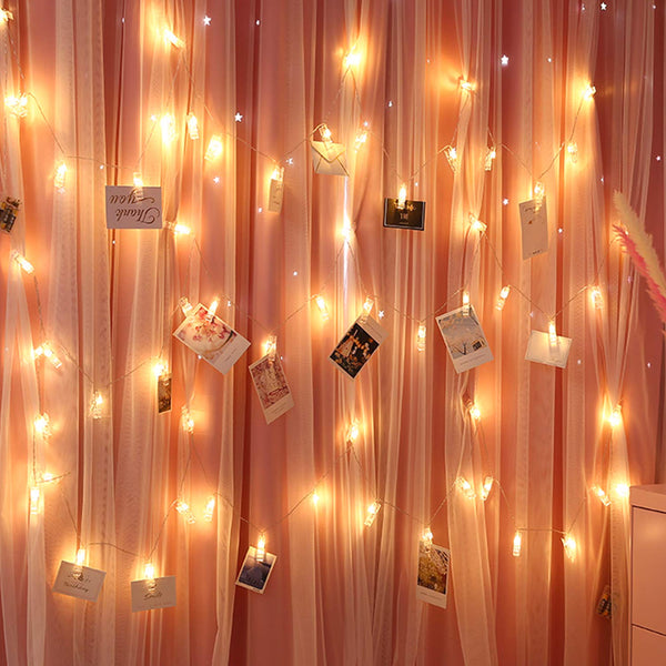 Hengda LED Fotoclips Lichterkette, Warmweiß, 3 Modi 40 Foto-Clips, 4.2 Meter