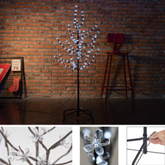 Wolketon LED Kirschblütenbaum 150cm | Weiß | 120 LED Weihnachtsdekoration Lichterbaum IP44 für Innen und Außen