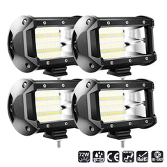 Hengda 4 x 72W LED Arbeitsscheinwerfer Zusatzscheinwerfer 12V Auto Flutlicht Spotlight