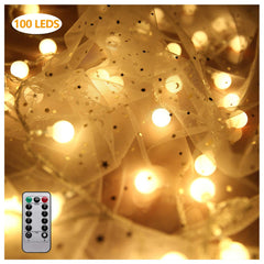 Hengda Kugel Lichterkette 100 LEDs 13m 8 Modi Stimmungslichter Warmweiße Globe Lichterkette Weinachtsbeleuchtung