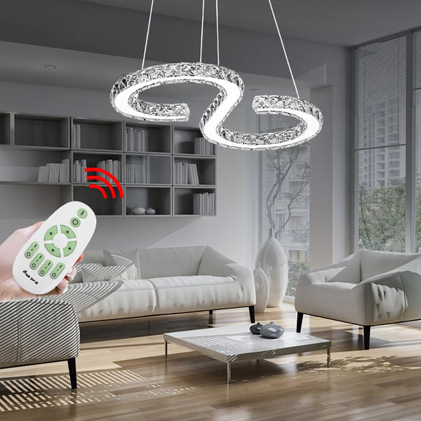 Hengda 36W LED Kristall Pendelleuchte Dimmbar (2700-6500K) Kristall Hängeleuchte Deckenleuchte Pendelleuchte mit Fernbedienung