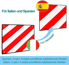 Hengda Warntafel für Italien und Spanien, 2in1 50x50cm Aluminium Warntafel