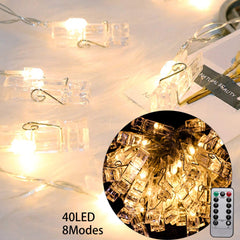 Hengda LED Fotoclips Lichterkette, Warmweiß, 8 Modi 40 Foto-Clips, 4.2 Meter