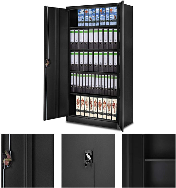 Wolketon Aktenschrank Büroschrank Metallschrank Mit 2 Türen Flügeltüren Abschließbar, Pulverbeschichtet, 180 * 90 * 40cm