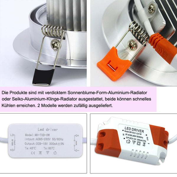 VINGO® 7w LED SMD Spot 10 pcs Einbauleuchte Decken Leuchte Dimmbar Warmweiss [Energieklasse A++]