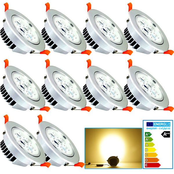 VINGO® 7w LED SMD Spot 10 pcs Einbauleuchte Decken Leuchte Dimmbar Warmweiss [Energieklasse A++]
