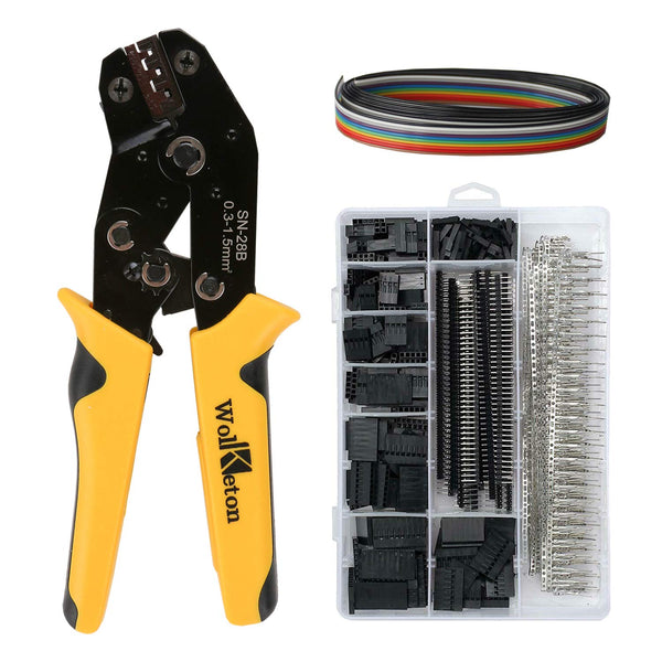 wolketon Crimpzange mit 1550PCS Männlich/Weiblich Verbindungsstecker AWG 28-18 0.1-1.0mm²