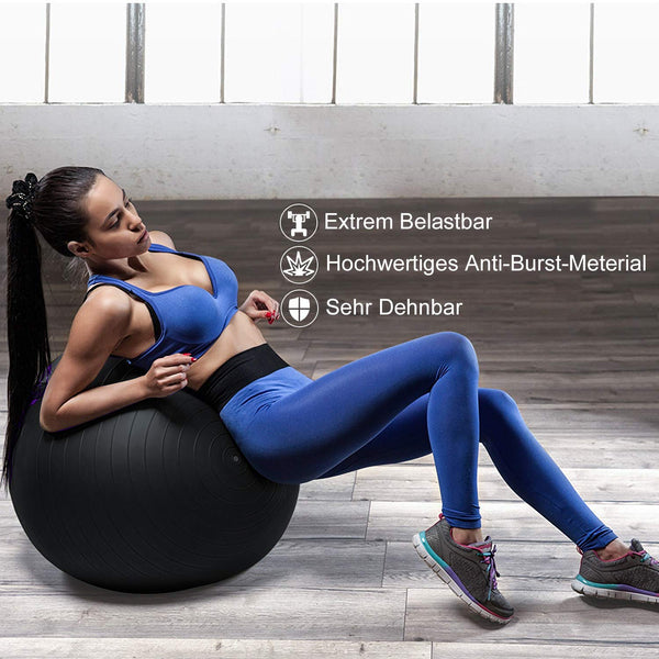 Wolketon Fitnessball 75CM Schwarz Yogaball