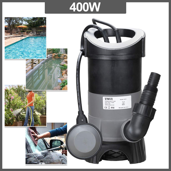 Vingo 400W Tauchpumpe Schmutzwasser Automatik und Dauerbetrieb Gartenpumpe