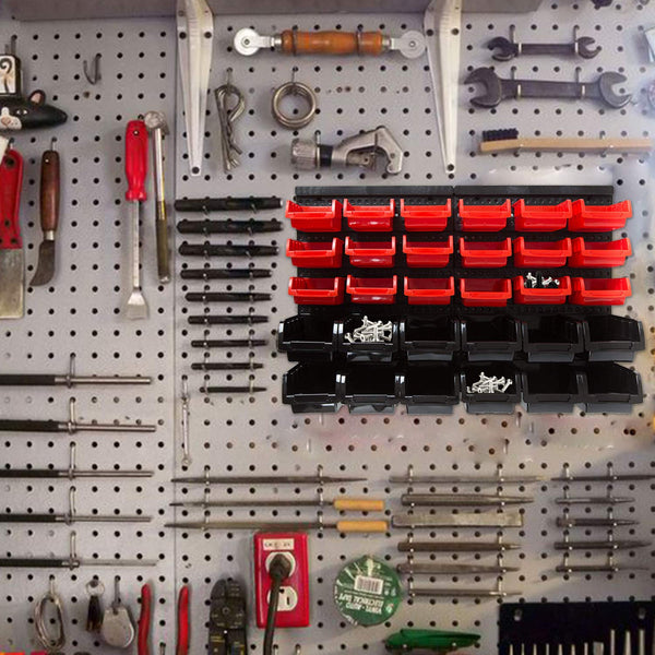 wolketon Wandregal + Stapelboxen 32 tlg Box Schüttenregal extra starke Sichtlagerkästen