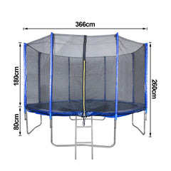 Wolketon 366cm Gartentrampolin Sporttrampolin mit Leiter
