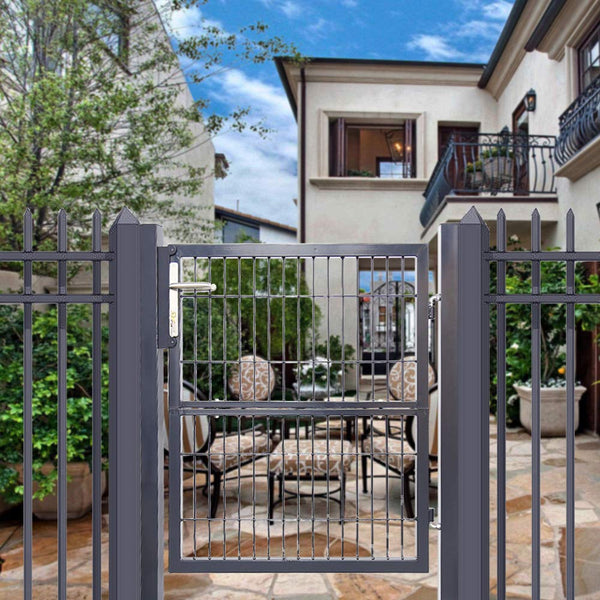 Gartentür Anthrazit 120x100 Gartenzaun Tür inkl. hochwertigem Griff Schloss und Schlüsseln