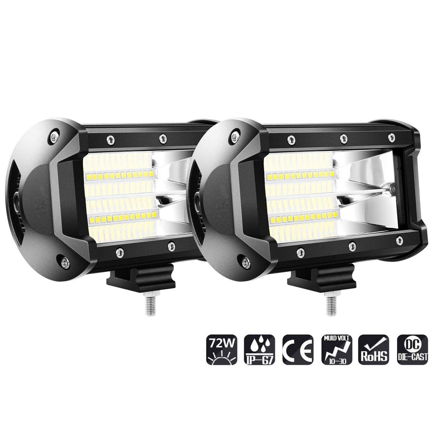 Hengda 2 x 72W LED Arbeitsscheinwerfer Zusatzscheinwerfer 12V Auto Flutlicht Spotlight
